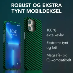Linocell Premium Kevlar Robust deksel for iPhone 13 Pro Grønn