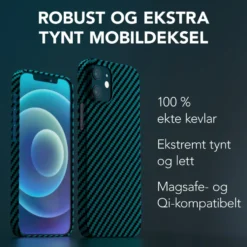Linocell Premium Kevlar Robust deksel for iPhone 12 Mini Blå