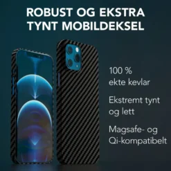 Linocell Premium Kevlar Robust deksel for iPhone 12 Pro Max Svart