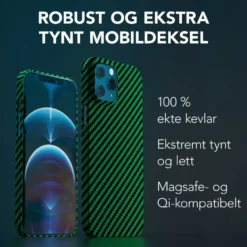 Linocell Premium Kevlar Robust deksel for iPhone 12 Pro Max Grønn
