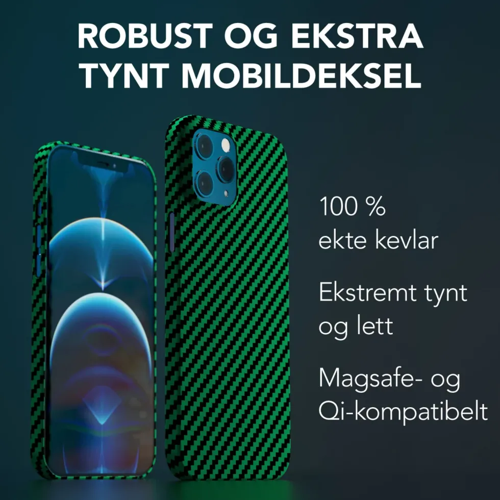 Linocell Premium Kevlar Robust deksel for iPhone 12 Pro Max Grønn