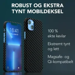 Linocell Premium Kevlar Robust deksel for iPhone 13 Mini Svart