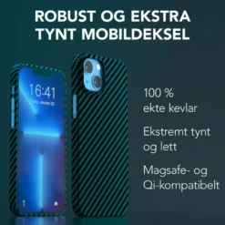 Linocell Premium Kevlar Robust deksel for iPhone 13 Mini Blå