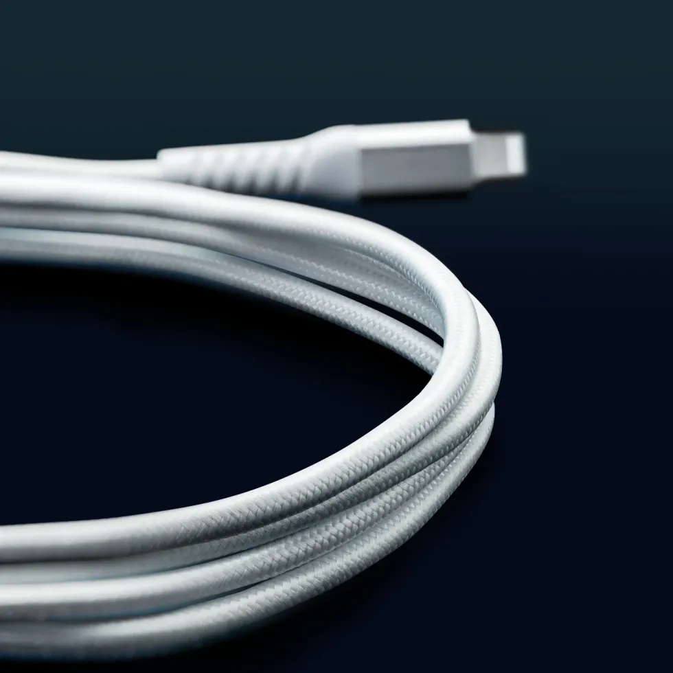 Linocell Premium Kevlar USB-A til Lightning-kabel 1 m Hvit