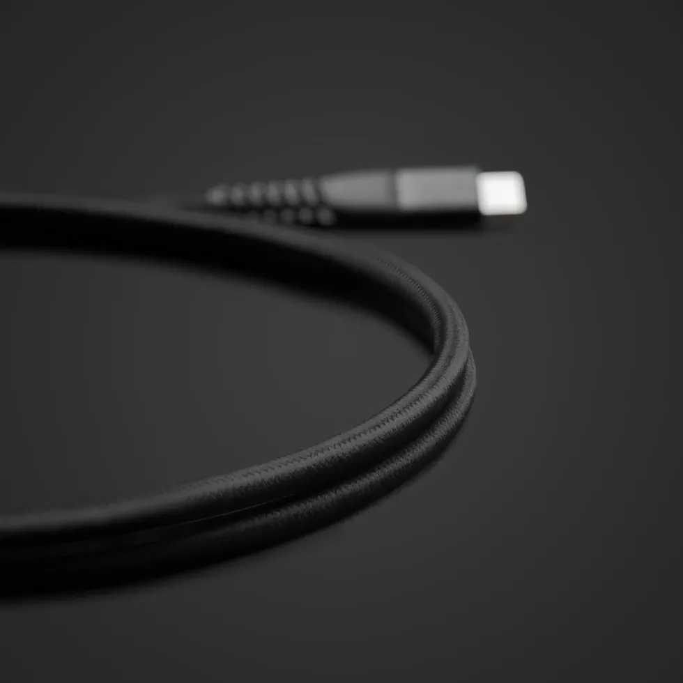 Linocell Premium Kevlar USB-C 3.2-kabel - Svart 1 m