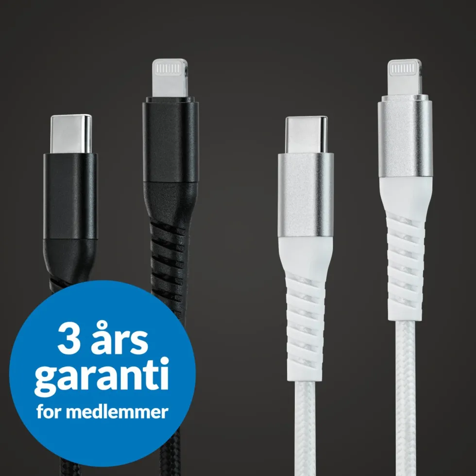 Linocell Premium Kevlar USB-C- til Lightning-kabel Hvit 0,5 m