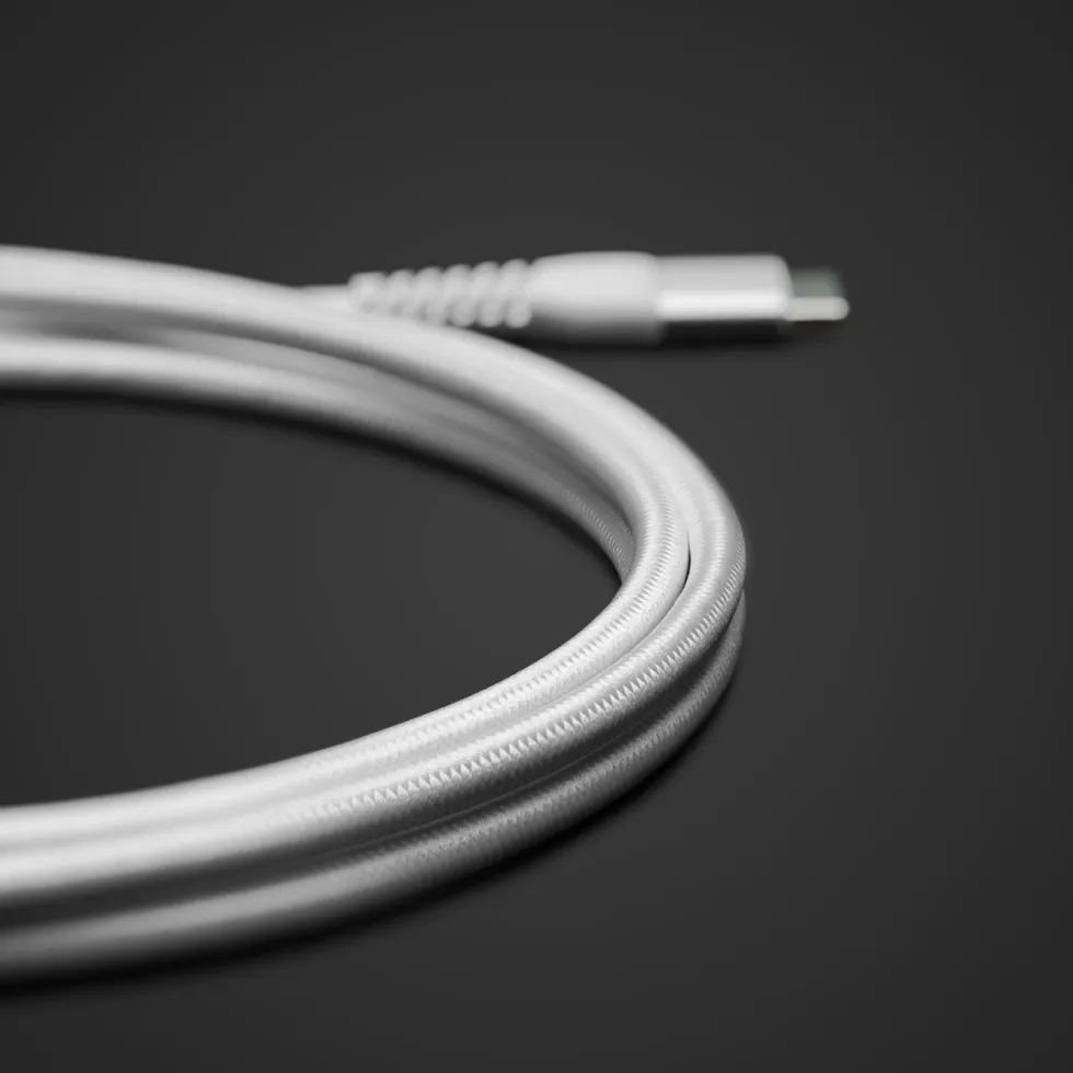 Linocell Premium Kevlar USB-C 3.2-kabel - Hvit 2 m