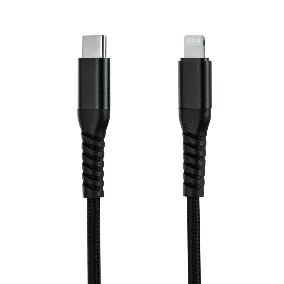 Linocell Premium Kevlar USB-C- til Lightning-kabel Svart 0,5 m