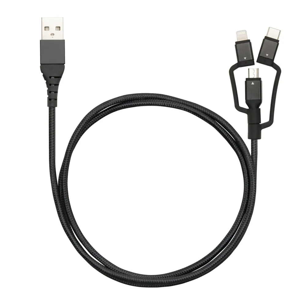 Linocell Premium USB-A til Micro-USB, Lightning og USB-C adapter Svart