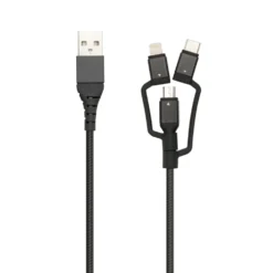 Linocell Premium USB-A til Micro-USB, Lightning og USB-C adapter Svart
