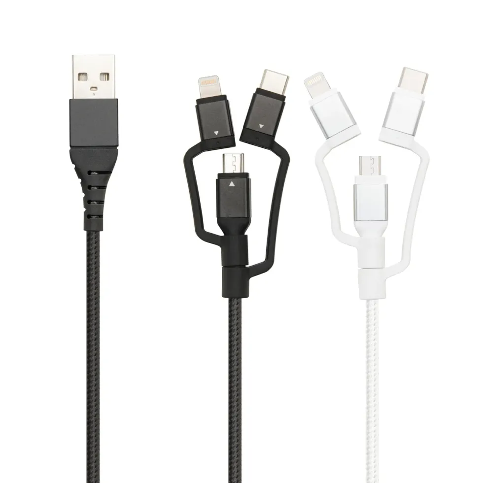 Linocell Premium USB-A til Micro-USB, Lightning og USB-C adapter Svart