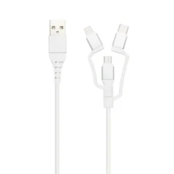 Linocell Premium USB-A til Micro-USB, Lightning og USB-C adapter Hvit