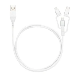 Linocell Premium USB-A til Micro-USB, Lightning og USB-C adapter Hvit