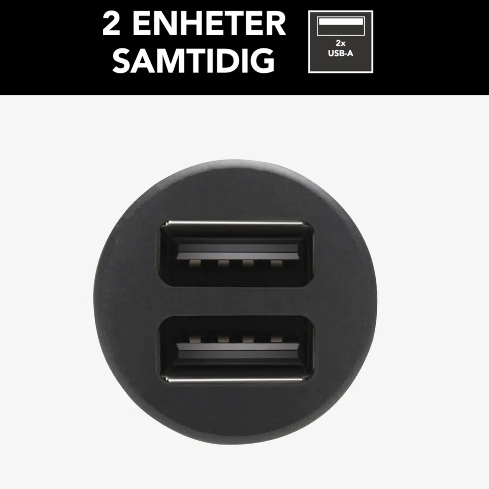 Linocell USB-billader med to USB-porter 4,8 A Svart