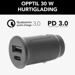 Linocell USB-billader med USB-C- og A-port