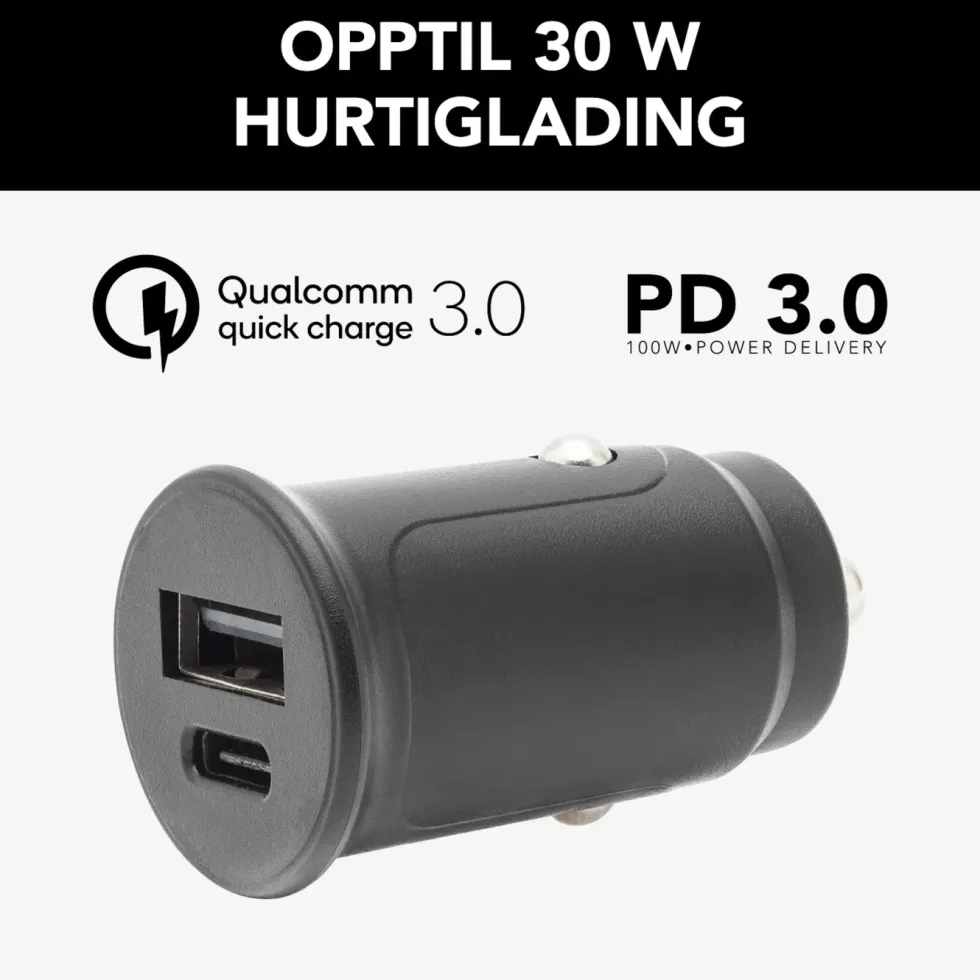 Linocell USB-billader med USB-C- og A-port