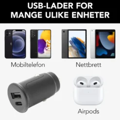 Linocell USB-billader med USB-C- og A-port