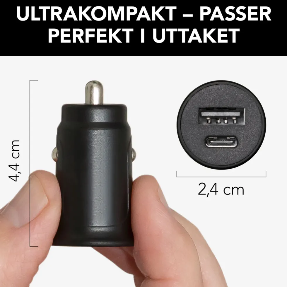 Linocell USB-billader med USB-C- og A-port