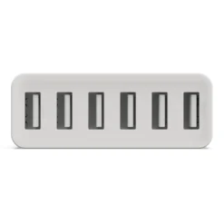 Linocell USB-ladestasjon med 6 porter Hvit