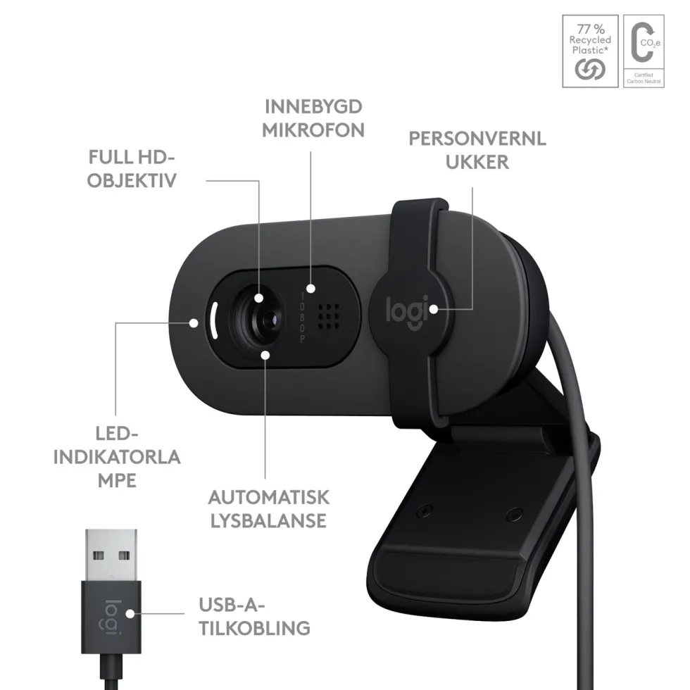 Logitech Brio 100 webkamera USB-A