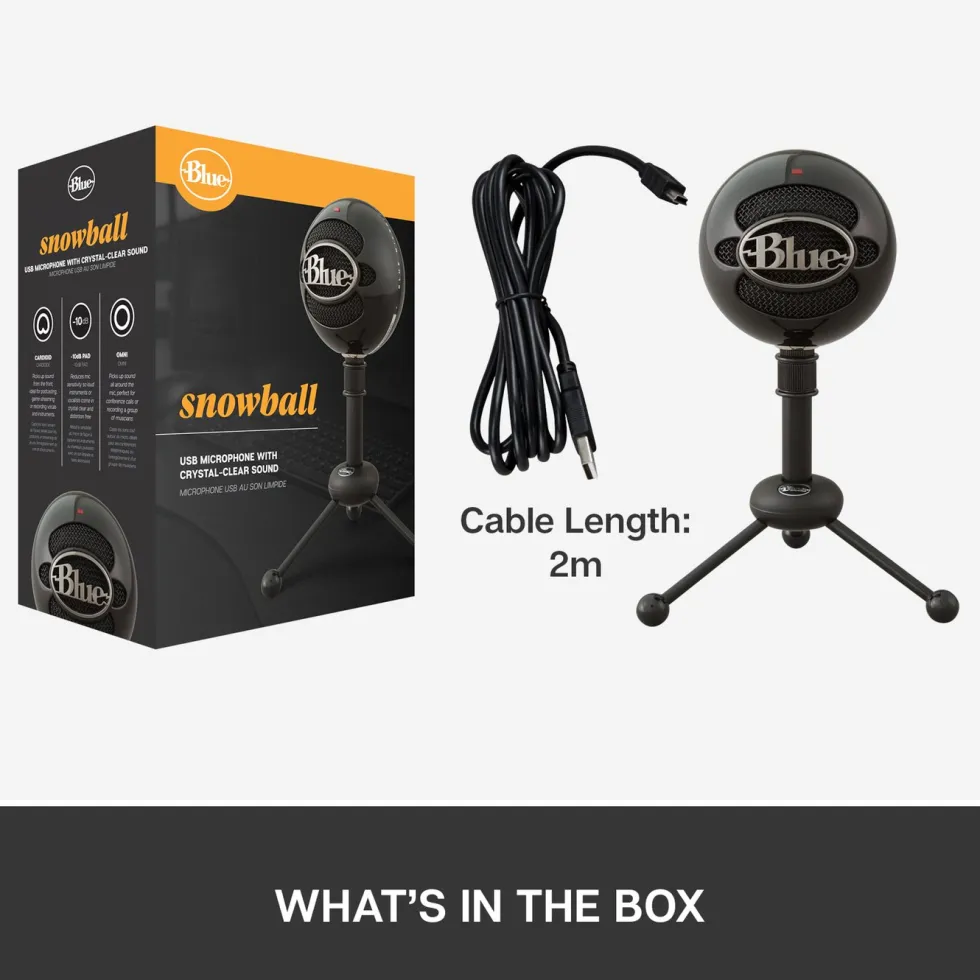 Logitech C Blue Snowball USB-stereomikrofon Svart