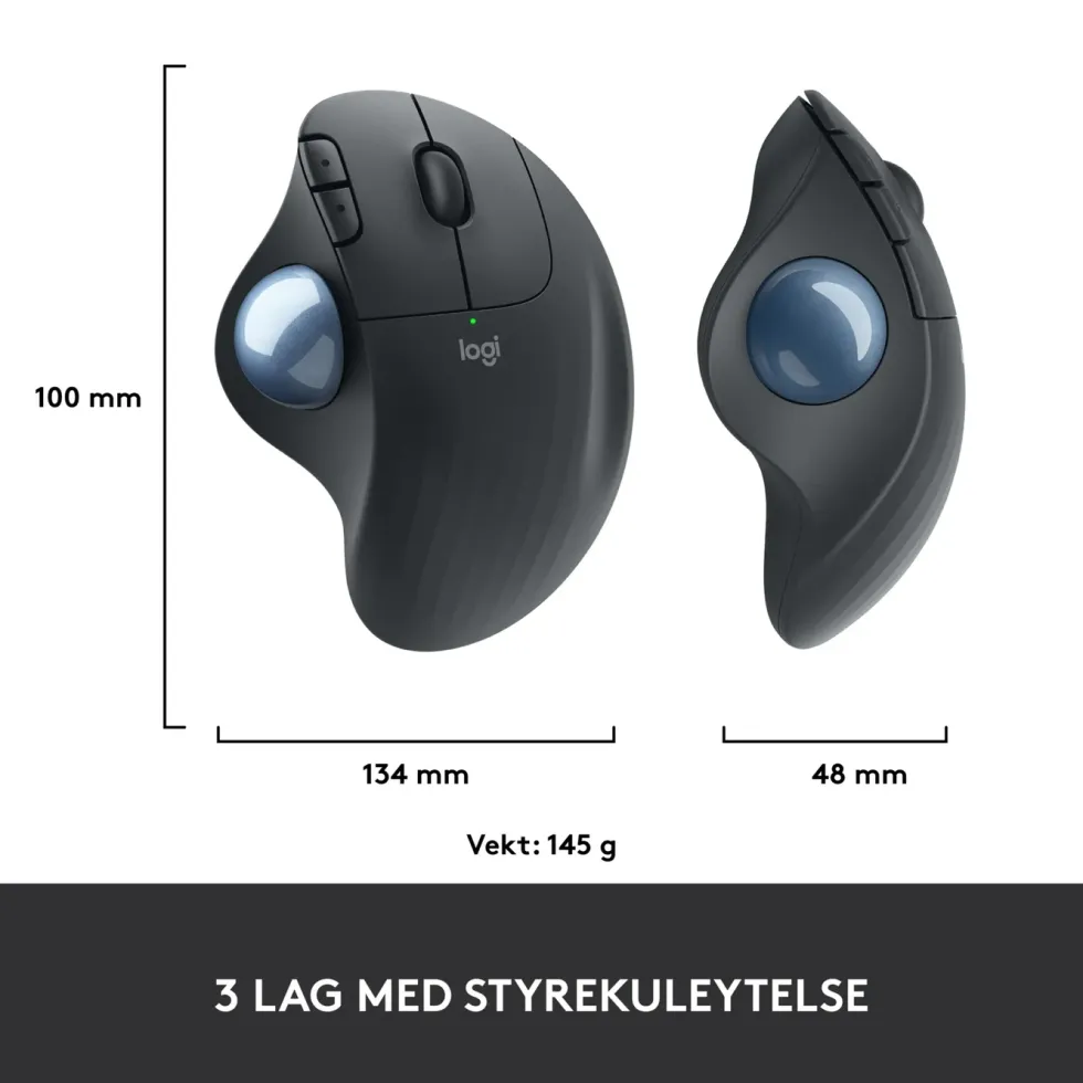 Logitech Ergo M575 Trådløs datamus Svart
