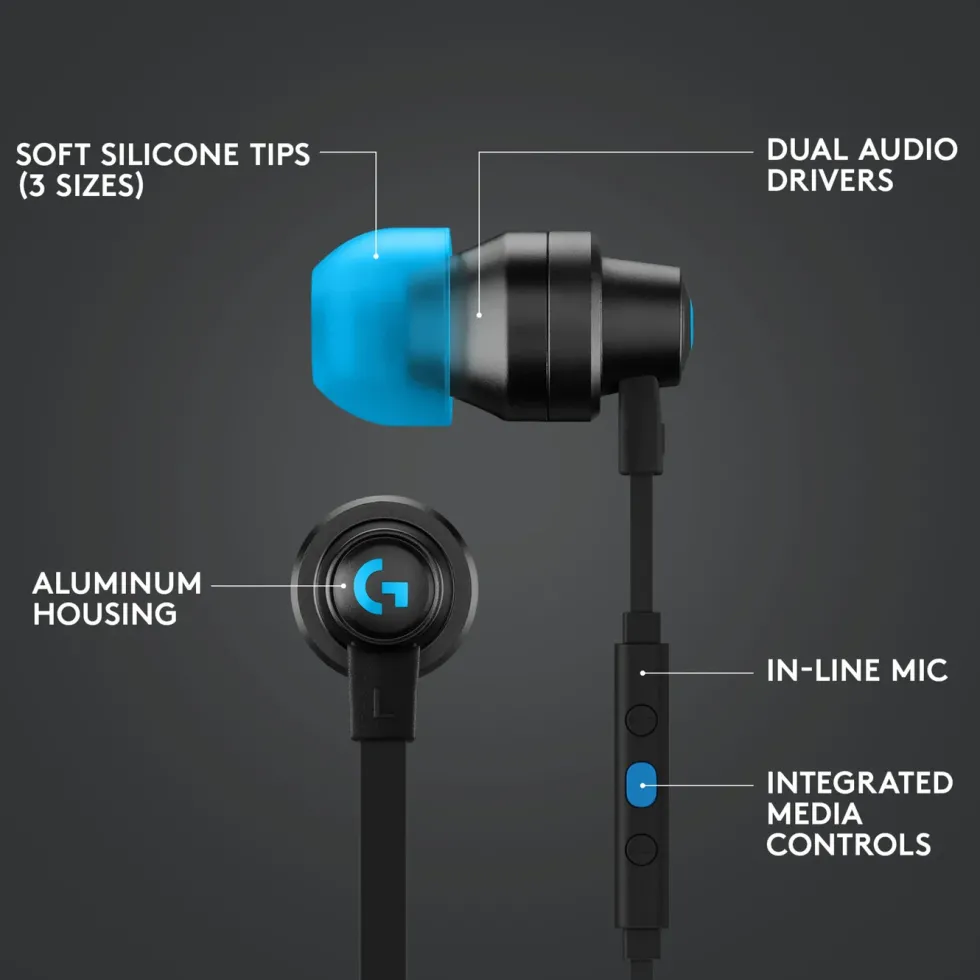 Logitech G 333 In-ear-gaminghodetelefoner Svart