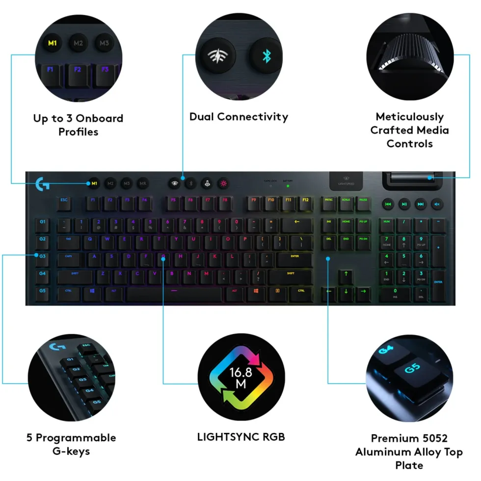 Logitech G 915 Lightspeed Mekanisk tastatur GL Tactile