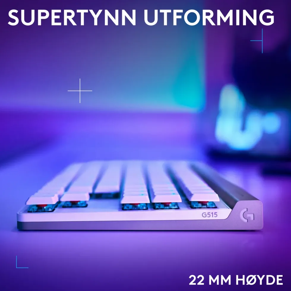 Logitech G515 Lightspeed TKL Trådløst gamingtastatur Tactile Hvit
