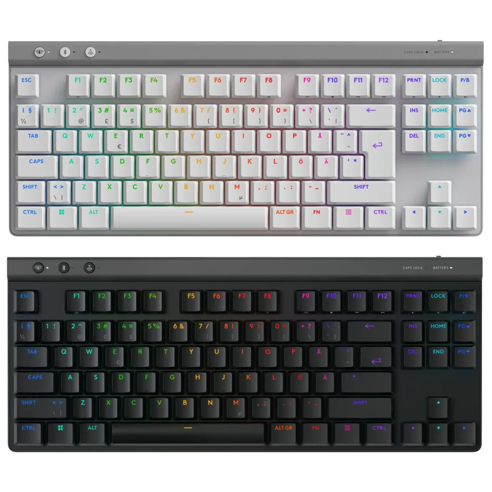 Logitech G515 Lightspeed TKL Trådløst gamingtastatur Tactile Hvit