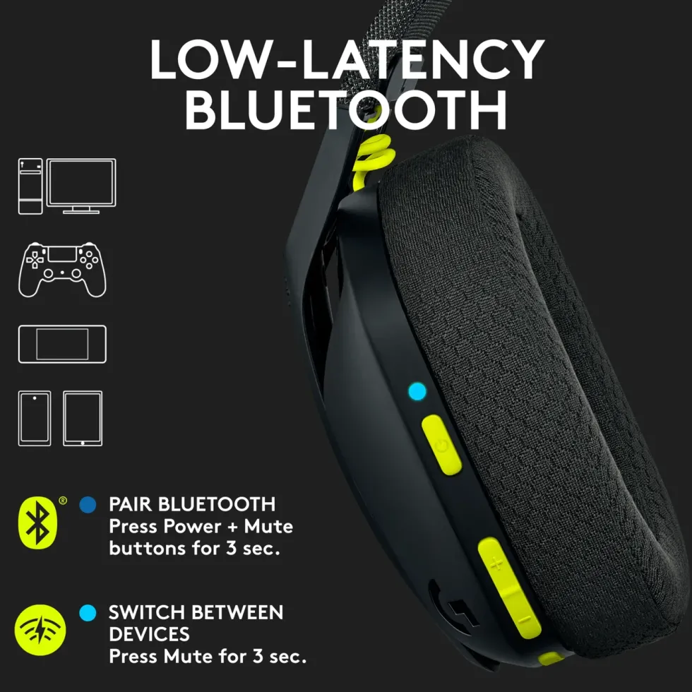 Logitech G 435 Lightspeed Trådløst gamingheadset Svart & Neongul