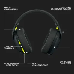 Logitech G 435 Lightspeed Trådløst gamingheadset Svart & Neongul