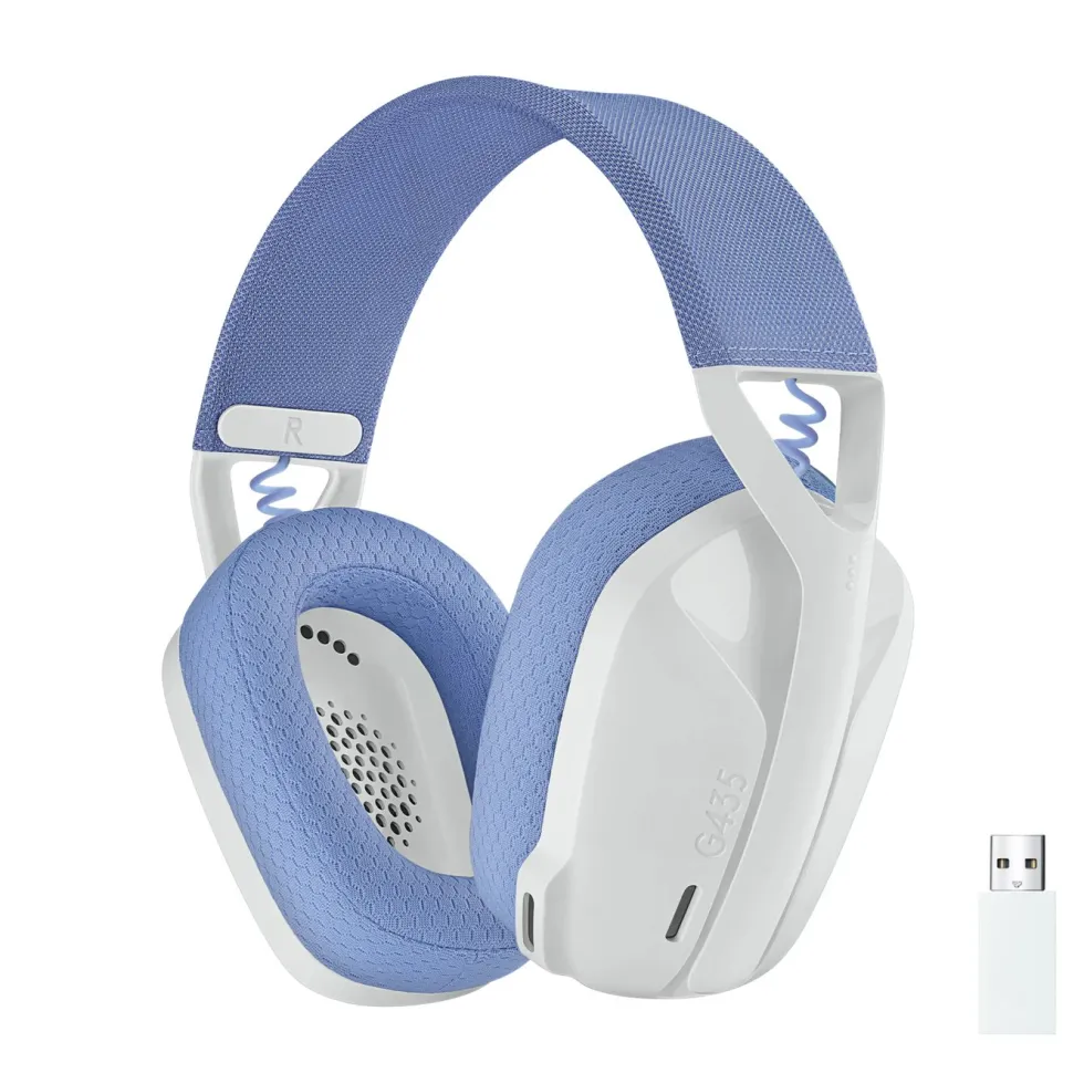 Logitech G 435 Lightspeed Trådløst gamingheadset Off-white & Lila