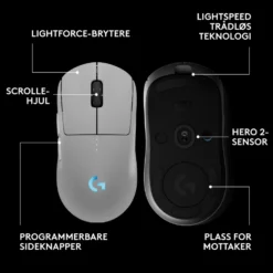 Logitech G Pro 2 Trådløs gamingmus for proffer Hvit