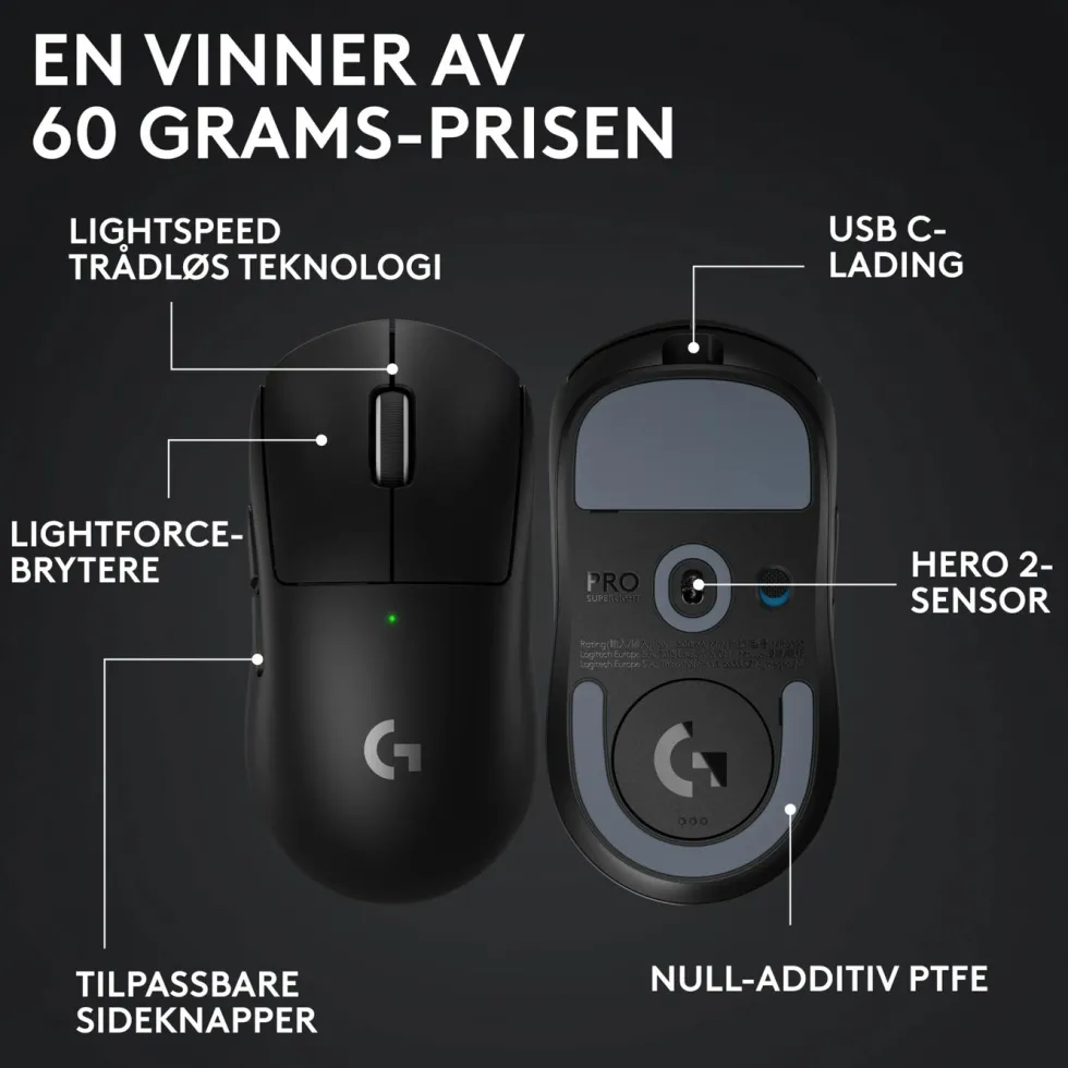 Logitech G Pro X Superlight 2 Trådløs mus