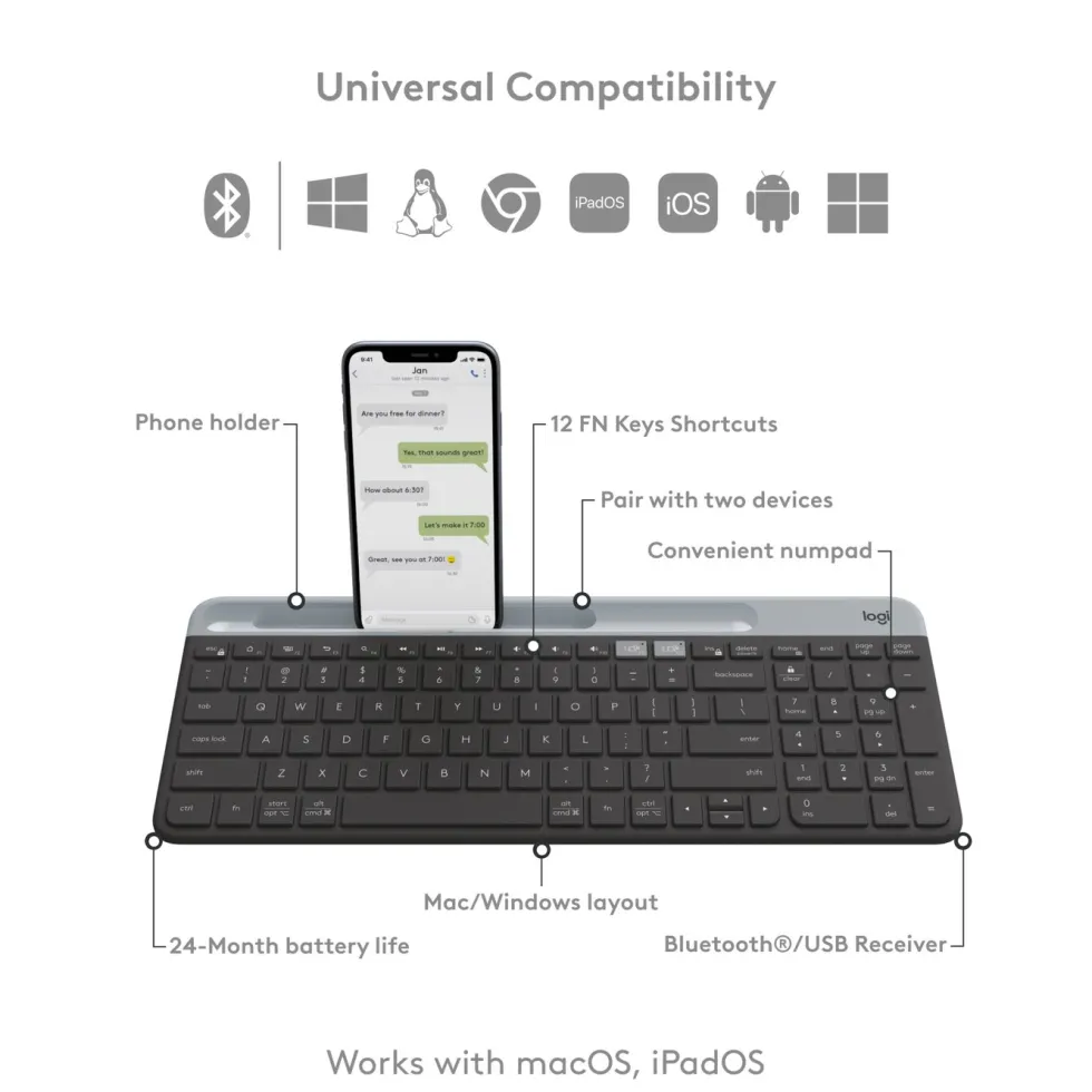 Logitech K580 Slim Trådløst tastatur