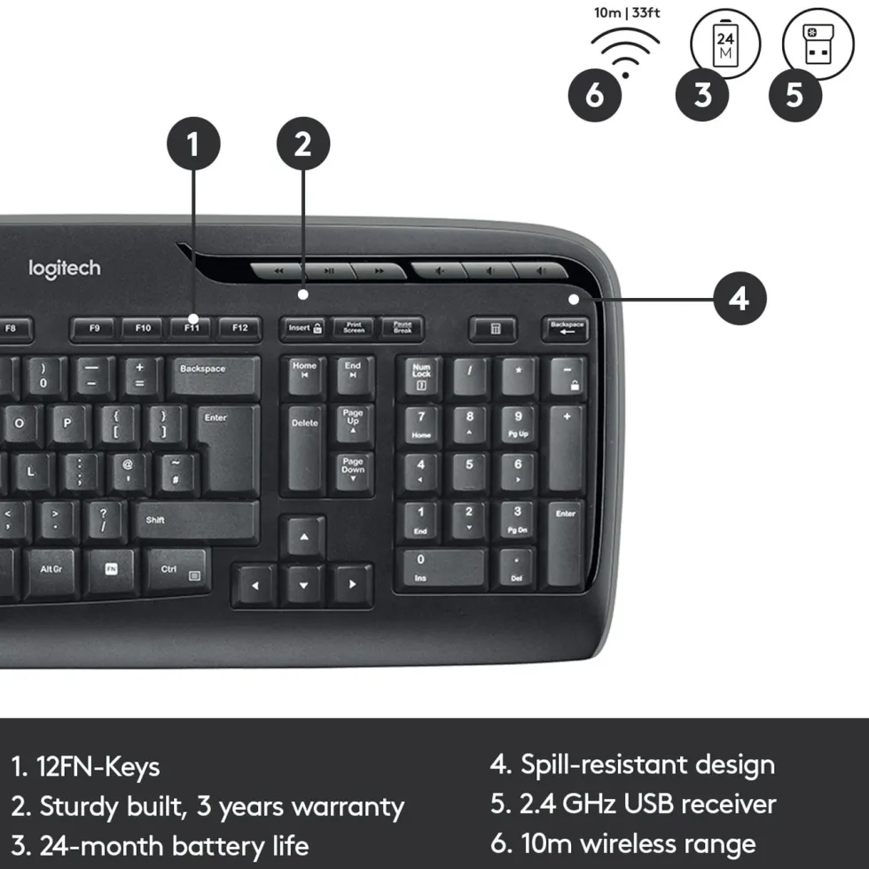 Logitech MK330 trådløst tastatur og mus