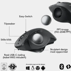 Logitech MX Ergo S Ergonomisk mus med styrekule