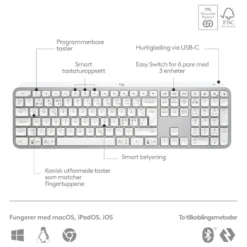 Logitech MX Keys S Trådløst tastatur Pale Grey
