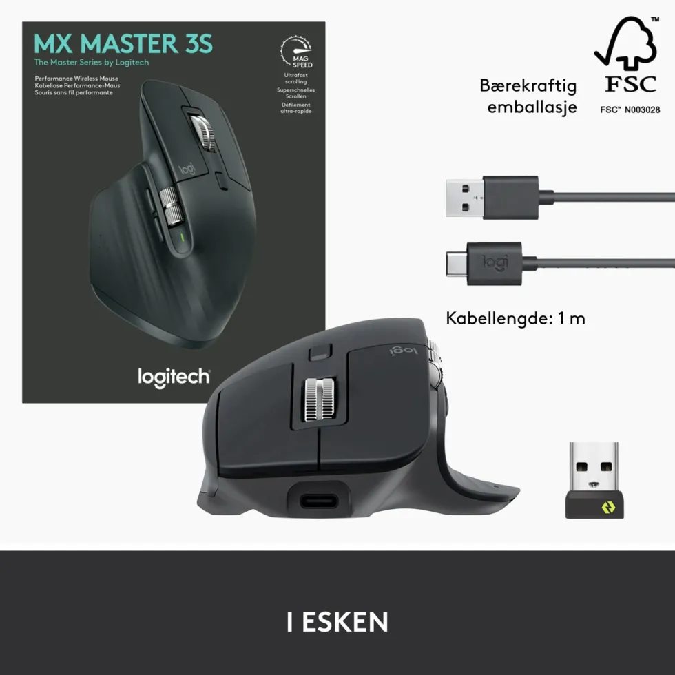 Logitech Mx Master 3s Trådløs datamus Graphite