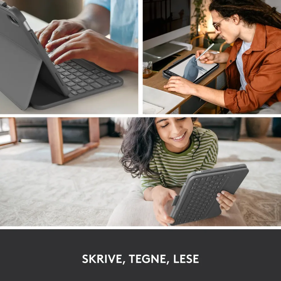 Logitech Slim Folio Tastaturetui for iPad (10. gen) og iPad (A16)