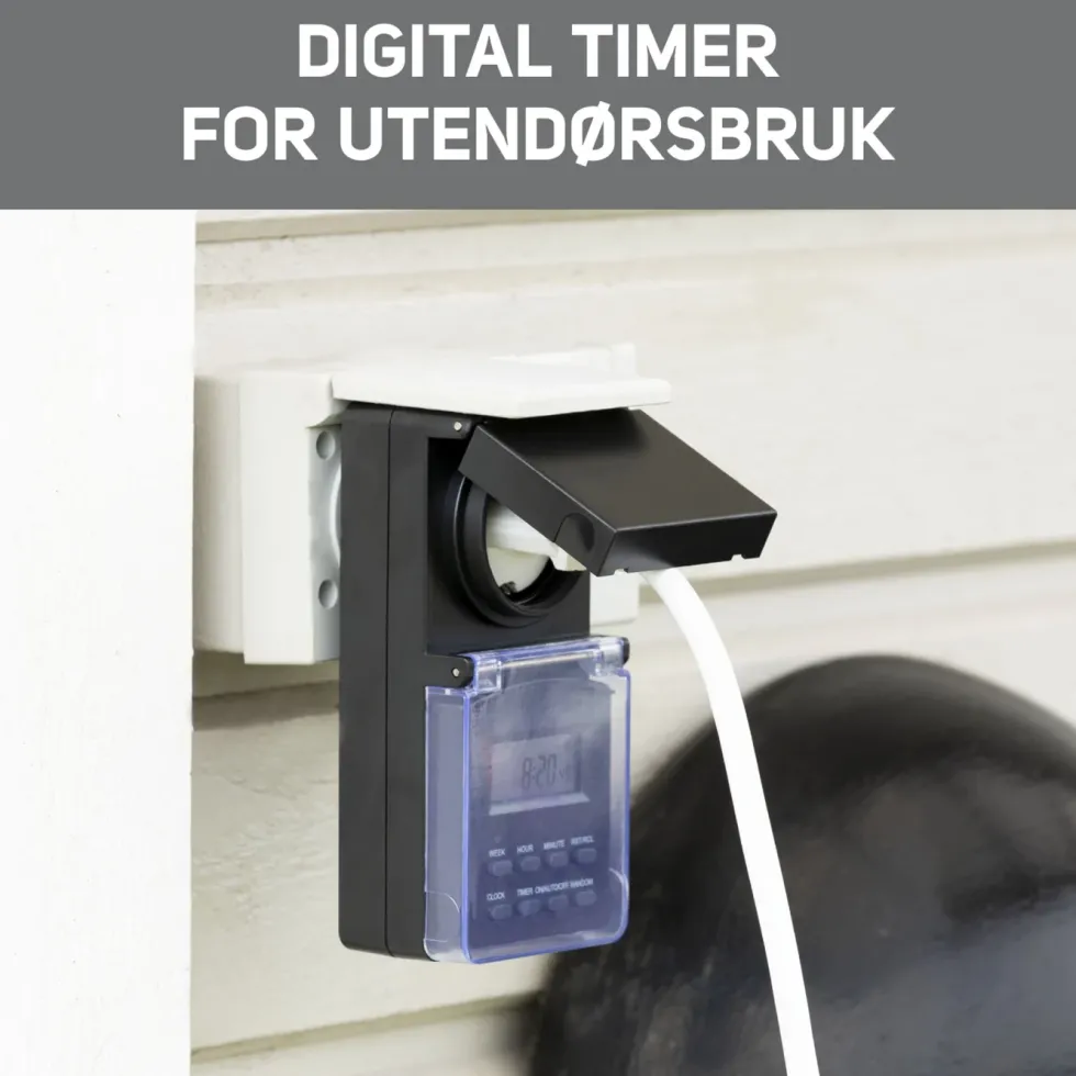 Luxorparts Digital timer 7 døgn for utendørsbruk