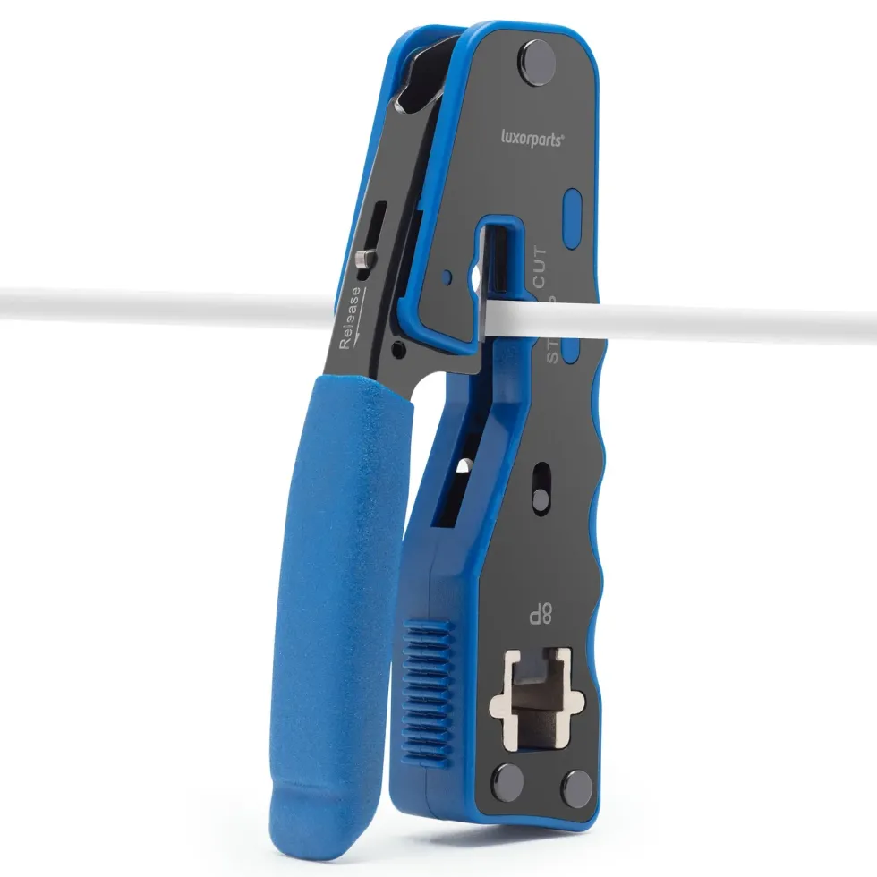 Luxorparts Krympetang med klippe- og dekselfunksjon for RJ45-kontakter