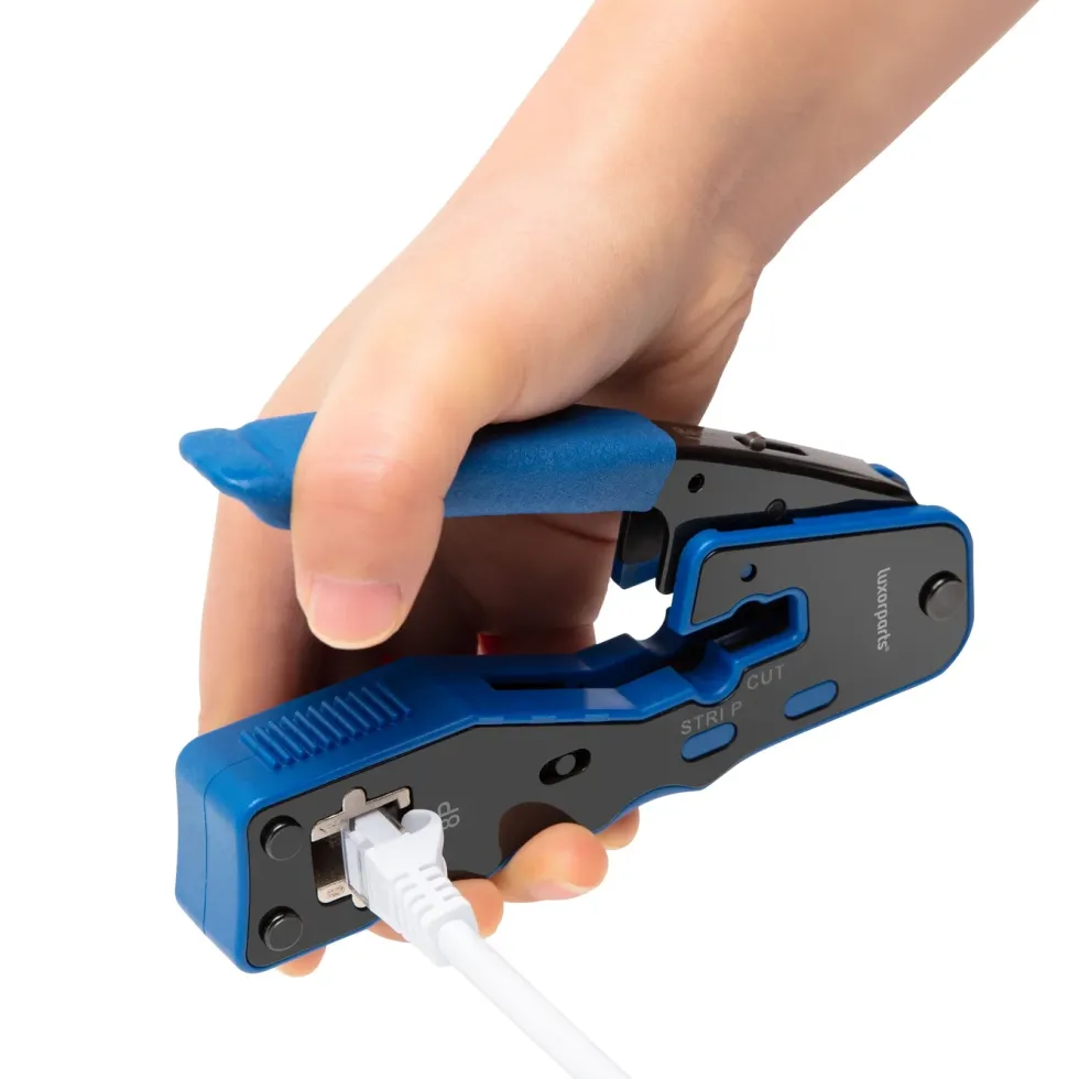 Luxorparts Krympetang med klippe- og dekselfunksjon for RJ45-kontakter