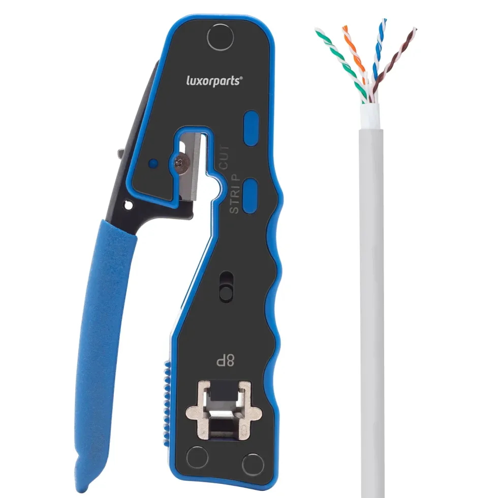 Luxorparts Krympetang med klippe- og dekselfunksjon for RJ45-kontakter