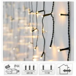 Lyslenke med istapper for dekorasjon 180 LED