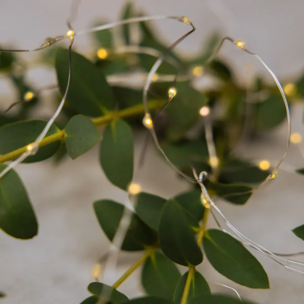 Lyslenke Micro 40 LED 1,95 m, batteridrevet (sølv)