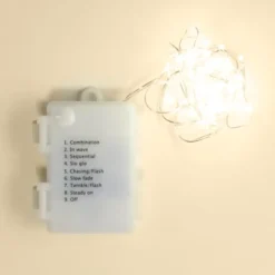 Lyslenke Micro 40 LED 1,95 m, batteridrevet (sølv)