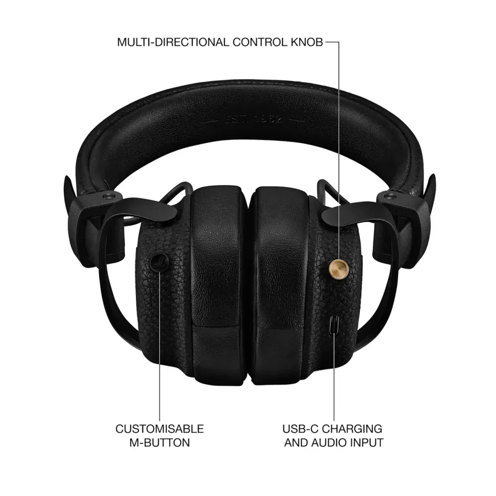 Marshall Milton A.N.C. støyreduserende on-ear-hodetelefoner Svart