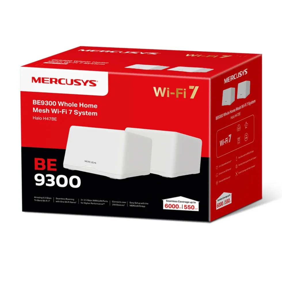 Mercusys Halo H47BE Mesh Wifi 7-system 2-pk.